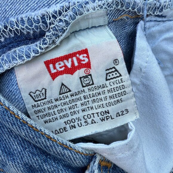 Vintage 90s Levis 501 Blue Button fly Denim Made in USA Jeans Actual 32x29.5 - Picture 4 of 12
